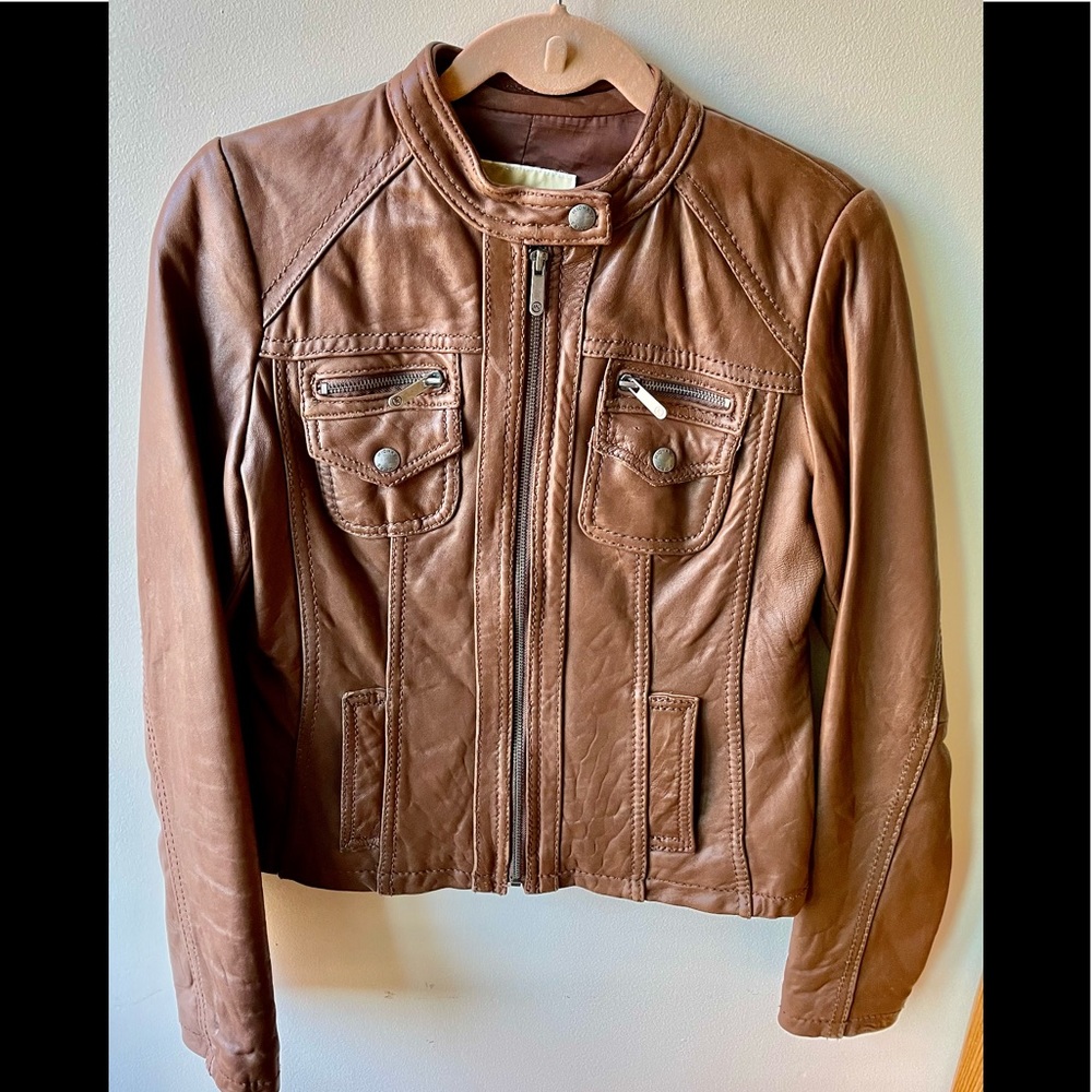 MICHAEL Michael Kors Leather Jacket Distressed sz M